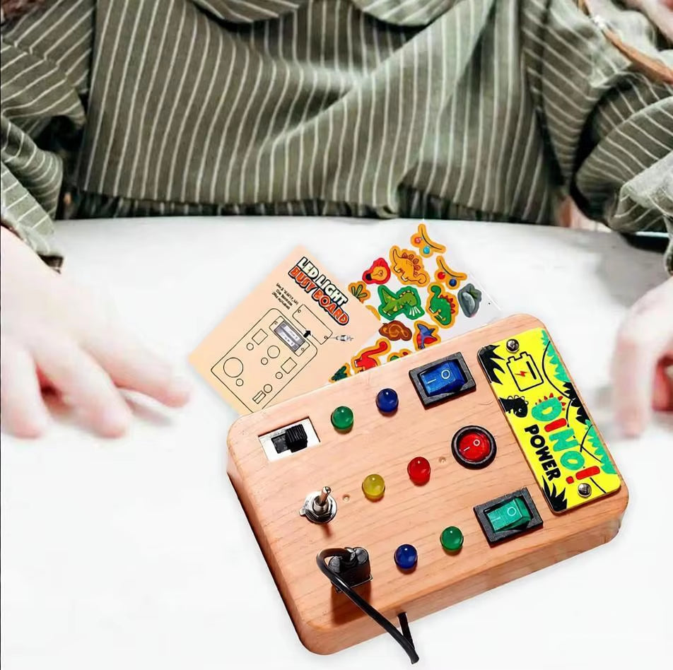 Children'S Montessori LED Light Busy Board Simulation Switch Power Board Busy Light Button Puzzle Early Education Learning Toy